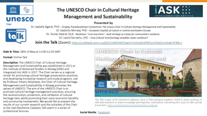 Resilience Catalysts TALK 6 - The UNESCO Chair in Cultural Heritage Management and Sustainability, Institute of Advanced Studies in Kőszeg (Hungary)